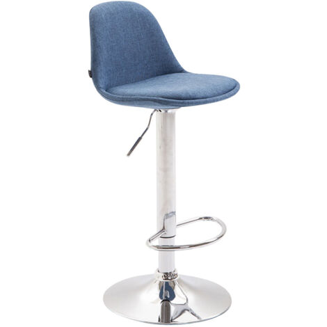 Tabouret de bar x1 avec repose-pieds hauteur réglable en tissu bleu 100001034