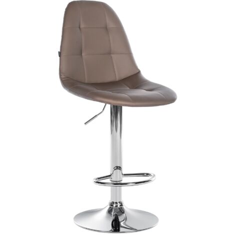 Tabouret de bar x1 avec repose-pieds hauteur réglable pivotant assise en PVC marron cadre métallique chromé 100004821