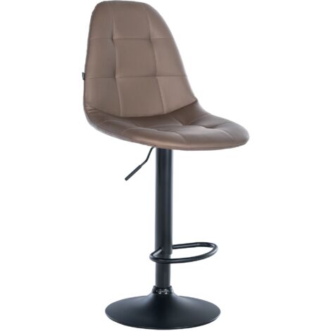 Tabouret de bar x1 avec repose-pieds hauteur réglable pivotant assise en PVC marron cadre métallique noir 100004813