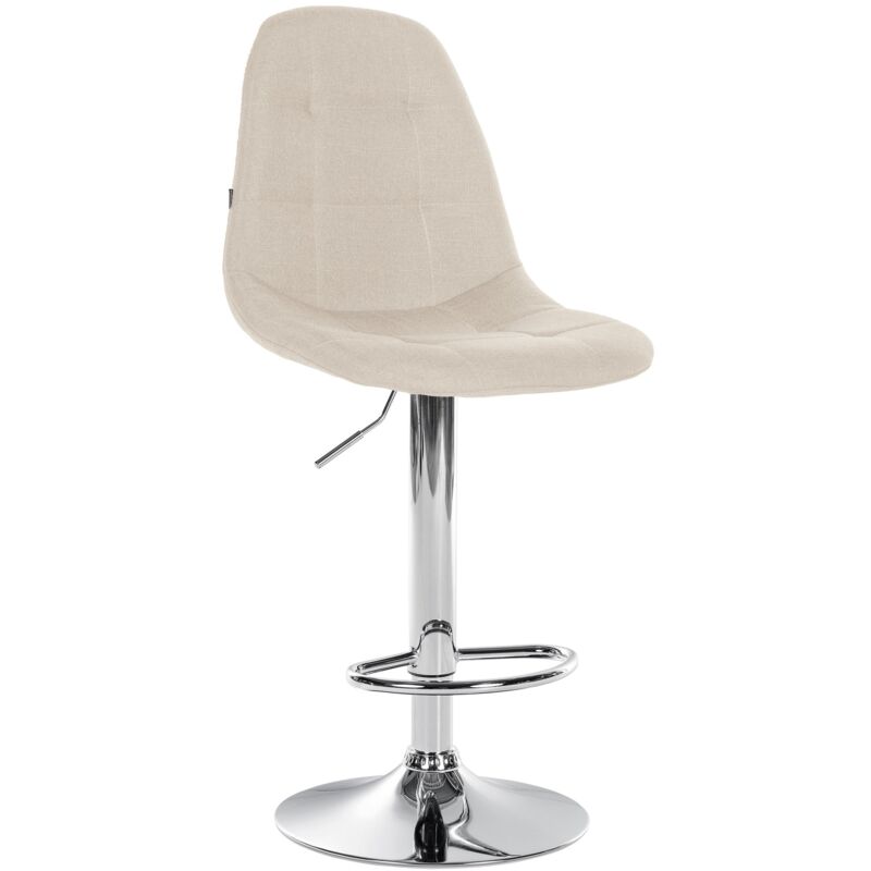 Décoshop26 - Tabouret de bar x1 avec repose-pieds hauteur réglable pivotant assise en tissu crème cadre métallique chromé 100004844
