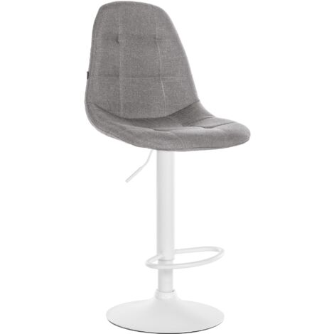 Tabouret de bar x1 avec repose-pieds hauteur réglable pivotant assise en tissu gris cadre métallique blanc 100004852