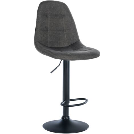 Tabouret de bar x1 avec repose-pieds hauteur réglable pivotant assise en tissu gris foncé cadre métallique noir 100004839