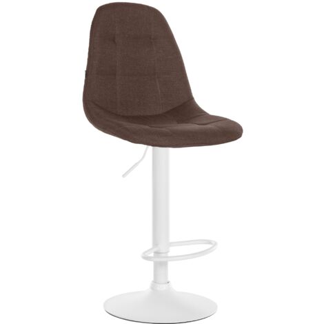 Tabouret de bar x1 avec repose-pieds hauteur réglable pivotant assise en tissu marron cadre métallique blanc 100004849