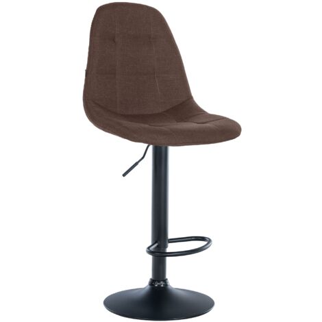 Tabouret de bar x1 avec repose-pieds hauteur réglable pivotant assise en tissu marron cadre métallique noir 100004837