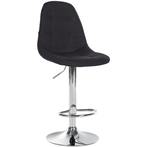 Tabouret de bar x1 avec repose-pieds hauteur réglable pivotant assise en tissu noir cadre métallique chromé 100004847