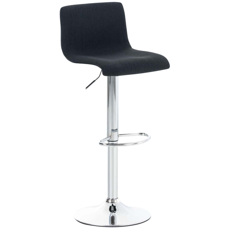 Décoshop26 - Tabouret de bar x1 avec repose-pieds pivotant dossier incurvé en tissu noir et métal chromé 100004969