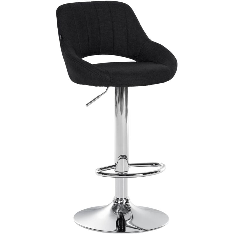 Décoshop26 - Tabouret de bar x1 avec repose-pieds pivotant et réglable en tissu noir et métal 100005220
