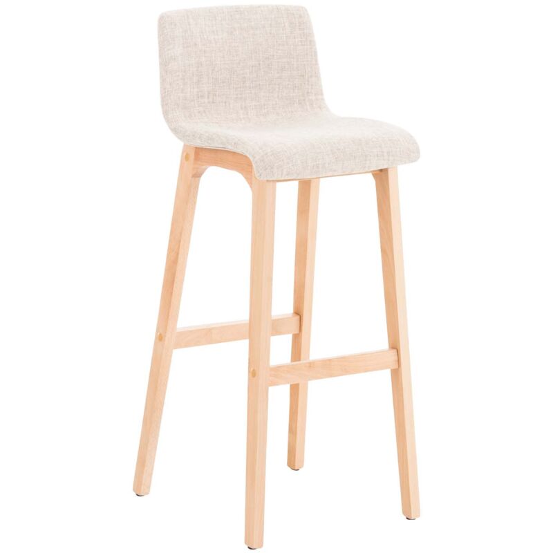 Tabouret de bar x1 avec repose-pieds structure de 4 pieds en bois assise en tissu crème 100004972