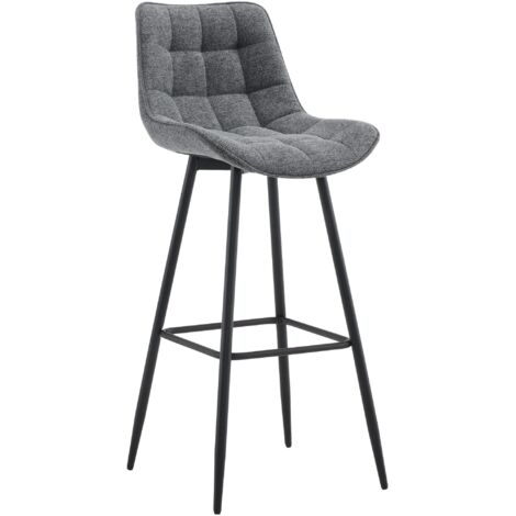Tabouret de bar x1 coutures décoratives carrées avec repose-pieds en tissu gris foncé quatre pieds en métal 100006109
