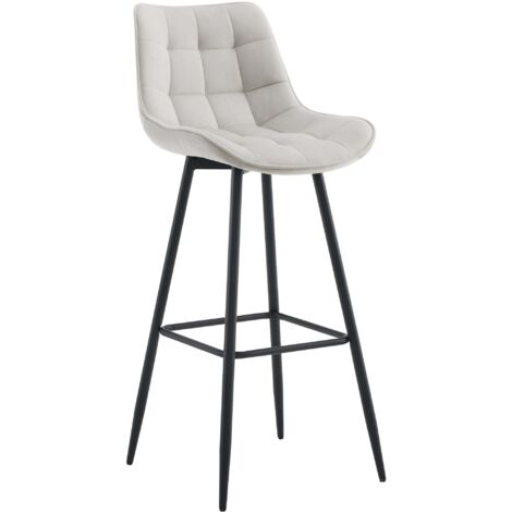 Tabouret de bar x1 coutures décoratives carrées avec repose-pieds en velours gris quatre pieds en métal 100006636