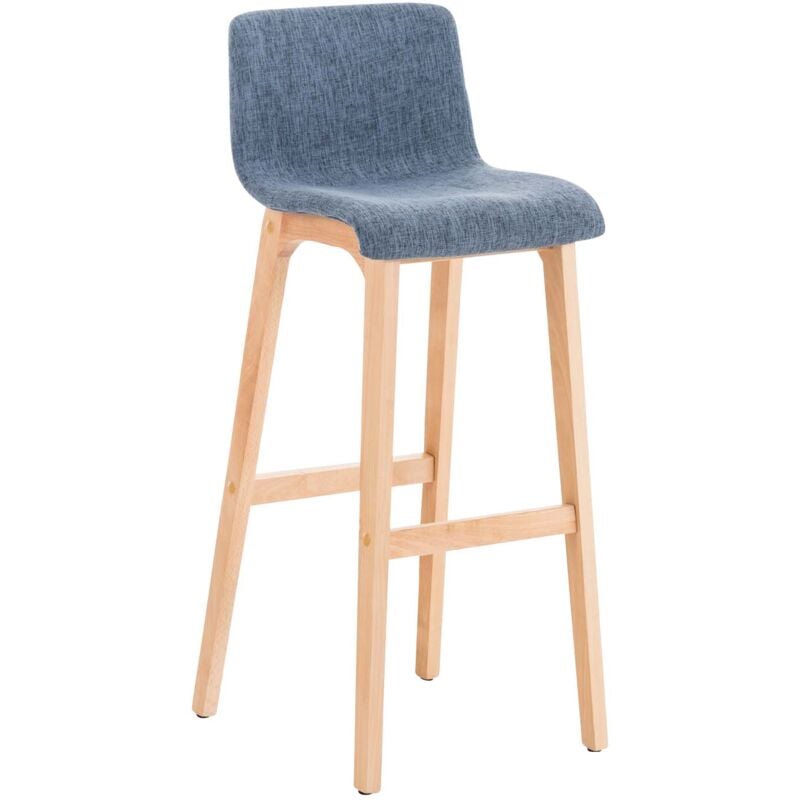 Tabouret de bar x1 design moderne en tissu bleu piètement stable à 4 pieds en bois clair 100004970