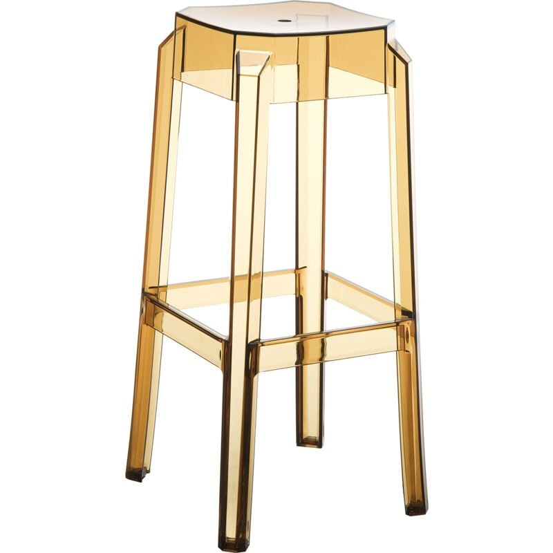 Tabouret de bar x1 intérieur ou exterieur design moderne plastique couleur ambre transparent 100004872