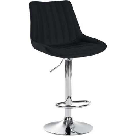 Tabouret de bar x1 réglable en hauteur pivotant à 360° assise en tissu noir couture verticale pied métal chromé 100006043