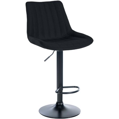 Tabouret de bar x1 réglable en hauteur pivotant à 360° assise en tissu noir couture verticale pied métal noir 100006042