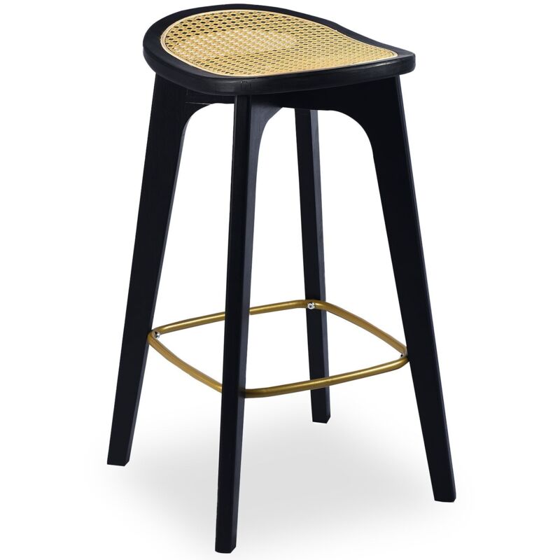 Tabouret de bar Yokori en cannage et Bambou Noir