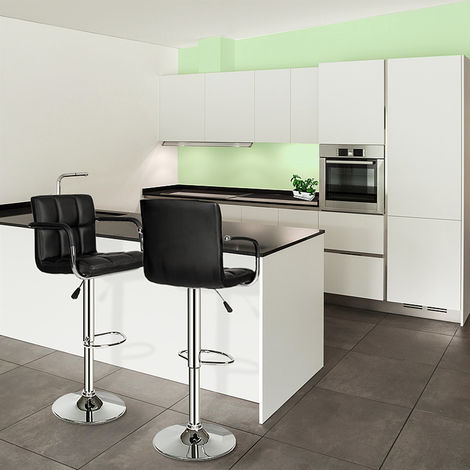 Tabouret de Bar，Bar de Cuisine，en Simili,lot de 2,Noir