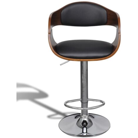 Tabouret de bar，Chaise haute，Tabouret Haut Bois courbé et similicuir CFW49712