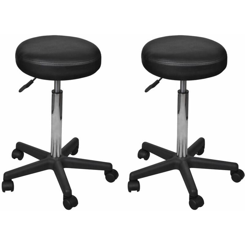 Tabouret de bureau définit 2 pcs en écot-pain avec roues avec du gaz soulevant différentes couleurs Couleur : noir