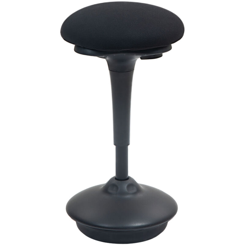 Tabouret de bureau debout ergonomique noir 36x36x70-90cm siège bascule 360° large socle stable