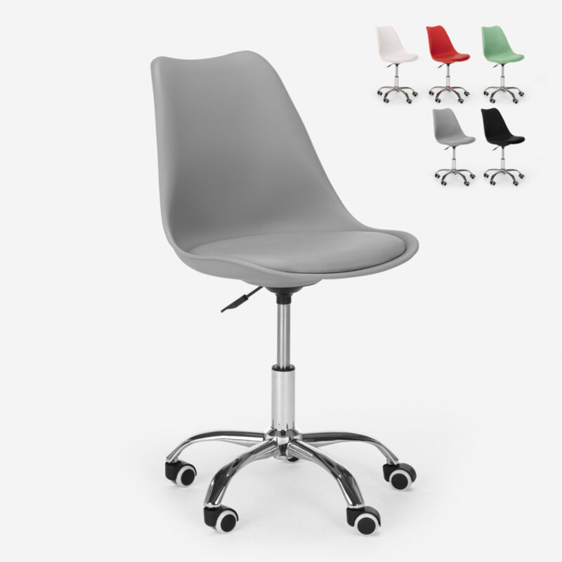 Tabouret de bureau design pivotant réglables en hauteur avec roues Octony | Gris
