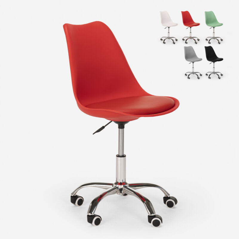 Tabouret de bureau design pivotant réglables en hauteur avec roues Octony | Rouge