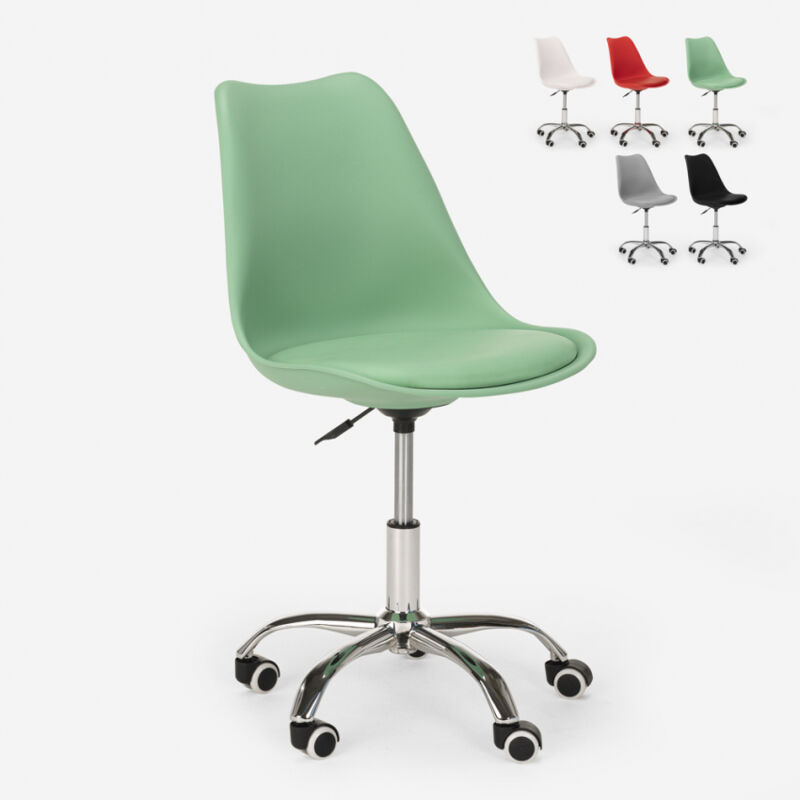 Tabouret de bureau design pivotant réglables en hauteur avec roues Octony | Vert foncé