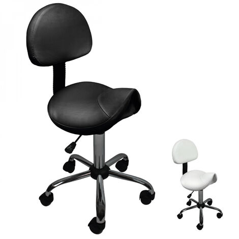 Tabouret de bureau ergonomique à roulettes – Dossier réglable 49-62 cm – Pivotant 360° – Assise en simili cuir – Support jusqu'à 120 kg – Vivezen