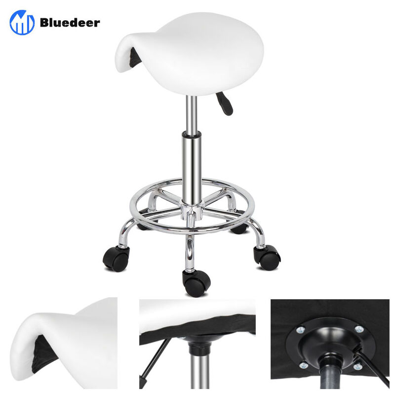 Tabouret de Bureau Tabouret à roulettes Professionnel Rotation à 360° Tabouret de Selle Hauteur Réglable pour Salon de Massage Cuisine Bureau