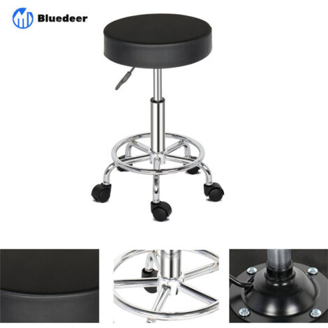 Tabouret de Bureau, Tabouret à roulettes Rotation à 360°, pour Salon de Massage, Bureau, Clinique，150kg，Noir