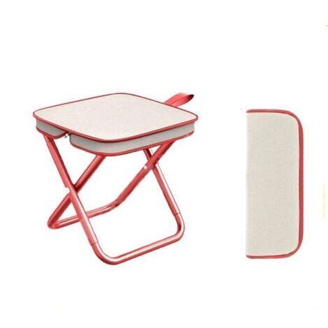 Tabouret de camping pliable, mini tabouret de camping pliable, chaise pliante de camping avec sac de rangement, siège pliant ultraléger pour voyage, jardin, pêche, barbecue, plage (rouge)