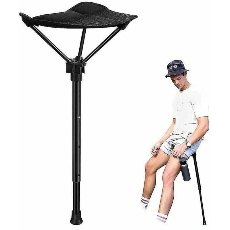 Gabrielle Tabouret de camping pliable pour l'extérieur et portable - Noir