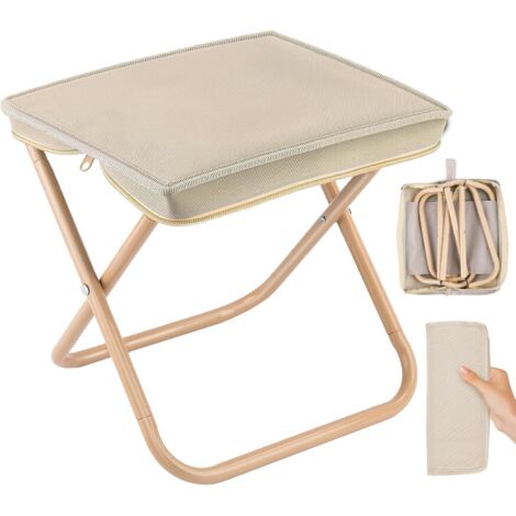 Tabouret de Camping Pliable Ultra Léger avec Sac de Rangement – Siège Compact pour Voyages, Jardin, Pêche, Barbecue et Plage (Kaki)
