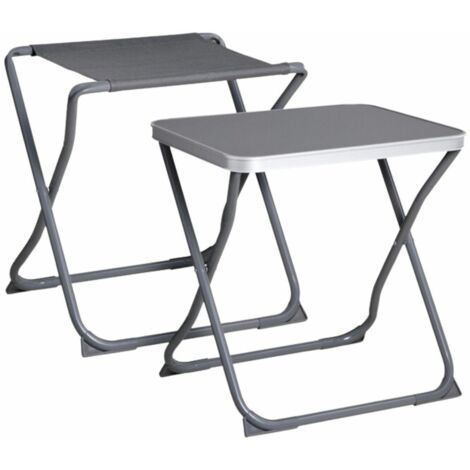 Tabouret de camping pliant 2 en 1 avec table