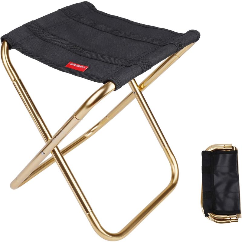 Tabouret de Camping Pliant Mini Tabouret de Camping Chaise Portable Siège Pliant Pêche Randonnée Barbecue Voyage-Gold 1pc