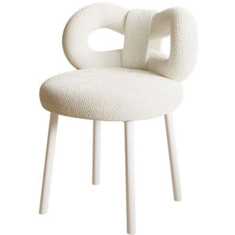 Tabouret, chaise de chambre à coucher, chaise de salon, 37×37×67cm, tissu imitation laine doux et confortable (blanc).