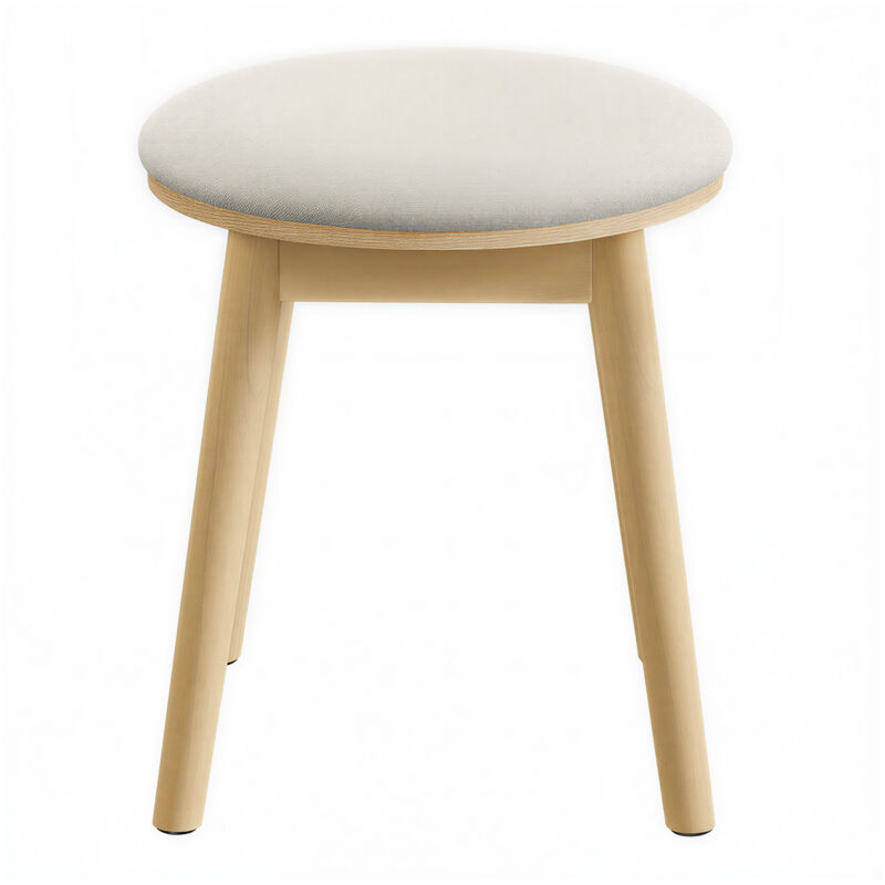 Tabouret de Coiffeuse Rond, Pieds Antidérapants, Style Bohème, pour Chambre, Crème et Beige