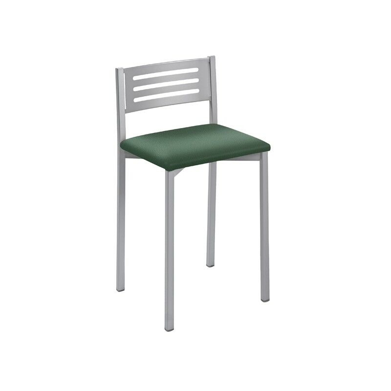Fanmuebles - Tabouret de cuisine Kati avec dossier bas, structure en aluminium 33 x 69 x 38 Revêtement : Vert Argenté
