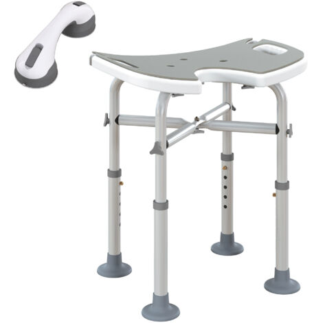 Tabouret de douche 39-51,5 cm barre appui ventouses pieds ventouses sécurité gris