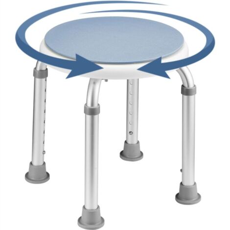 Tabouret de Douche, Chaise de Bain Légère, Tabouret de Bain Pivotant à 360°, Réglable en Hauteur sur 7 Niveaux, Pieds Antidérapants, Antidérapant, Sûr et Stable, pour Les Personnes Handicapées, Ensole