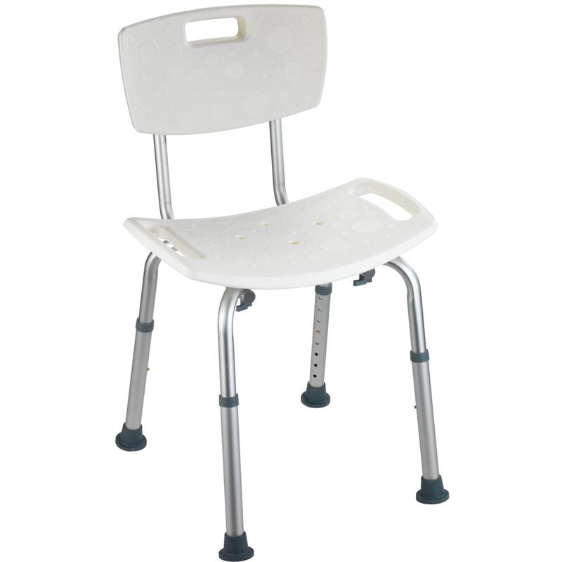 Wenko - Tabouret de douche Secura, chaise de douche avec pieds antidérapants en caoutchouc, hauteur ajustable, charge jusqu'à 130 kg,
