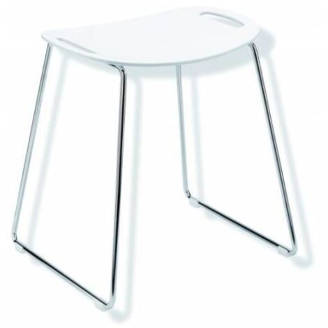 Tabouret de douche Hewi, structure chromée, assise en blanc de sécurité