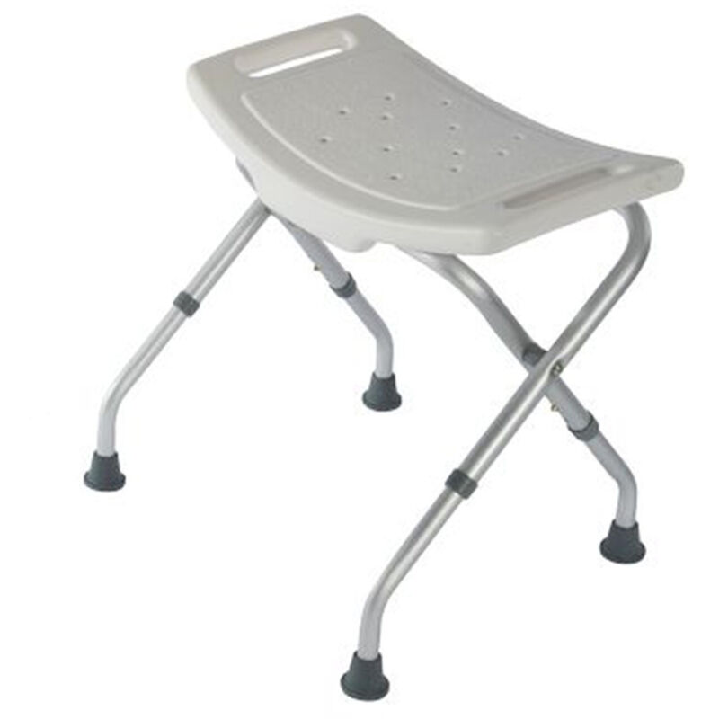 Tabouret de douche, Identités 812031, Chaise de douche, courbé pliant blanc, pliable pour le ranger et le transporter facilement