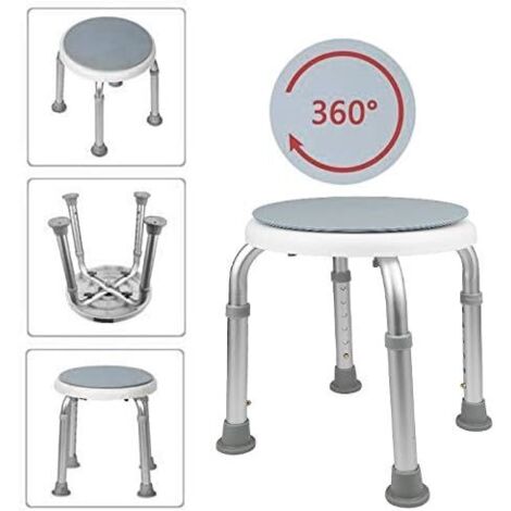 Tabouret de douche pivotant 360° - Hauteur réglable jusqu'à 136 kg, siège ergonomique antidérapant Lumten