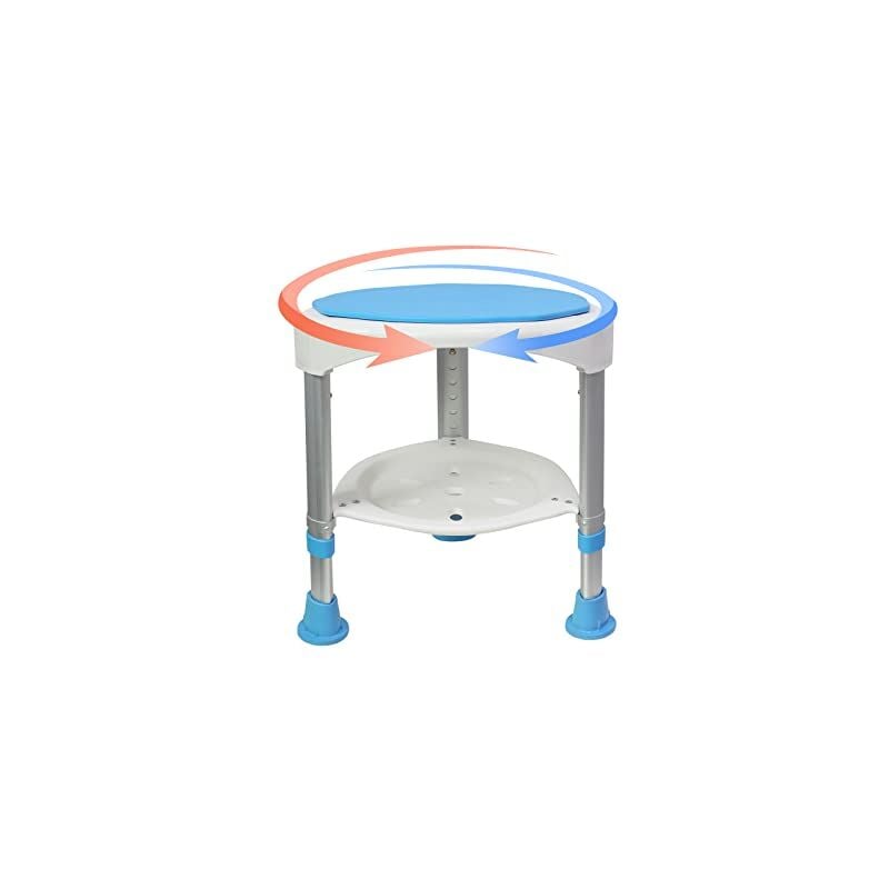 Tabouret de douche réglable en hauteur 45-57 cm - Siège de douche pivotant à 360 ° - Siège de douche antidérapant en aluminium et plastique Naizy