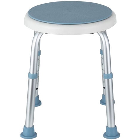 VINGO EINFEBEN Tabouret de douche,Tabouret de salle de bain,Siège de douche réglable en hauteur tabouret de douche ergonomique pieds antidérapants charge max. 136 Kg alu HDPE blanc