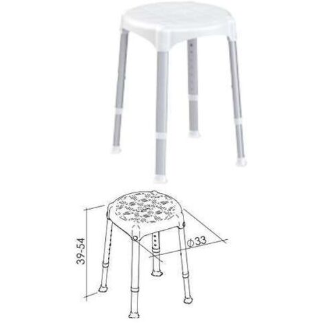 Tabouret de douche réglable, rond