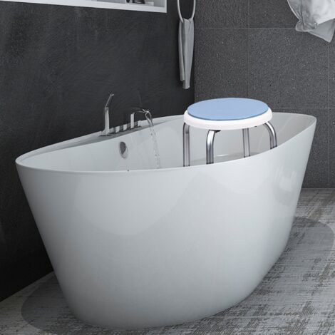 Tabouret de Douche Rotatif à 360 ° 6 Réglages de Hauteur Embouts en Caoutchouc Antidérapants Pieds en Aluminium Antirouille Structure Stable