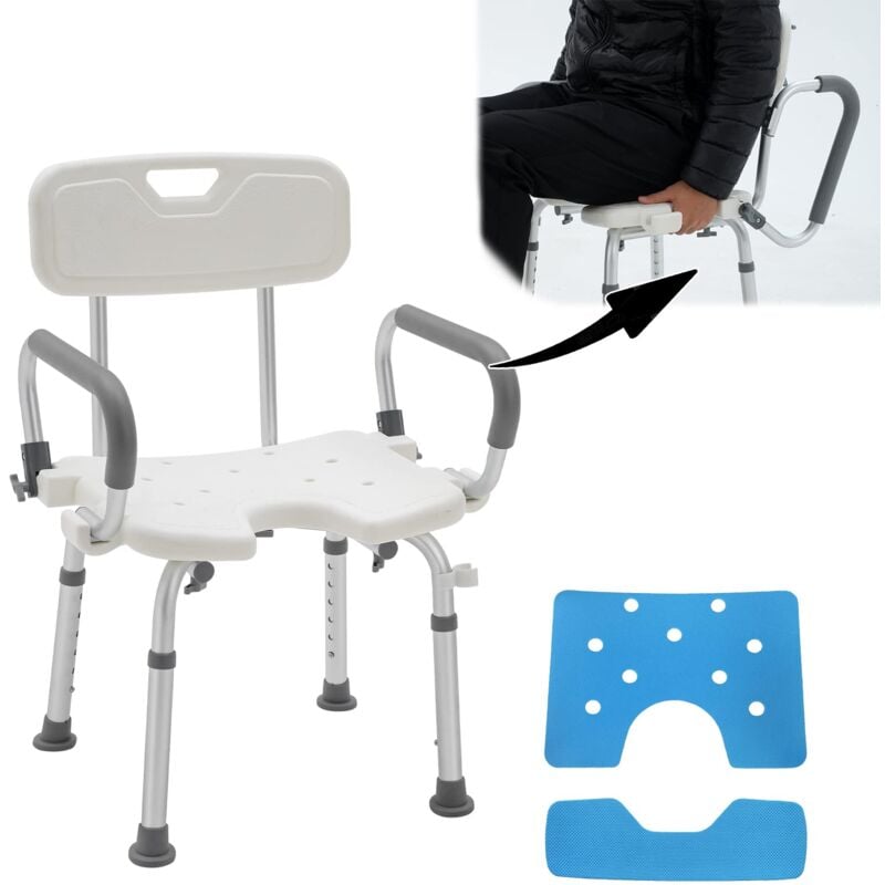 Tabouret de douche Siège de bain 37-50cm Hauteur réglable Chaise de douche pour personnes âgées Tabouret de bain antidérapant Naizy