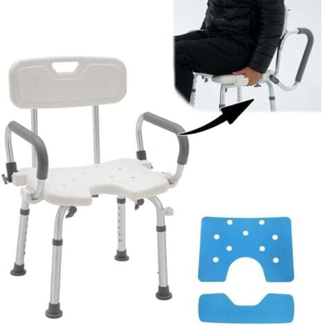 Tabouret de douche Siège de bain 37-50cm Hauteur réglable Chaise de douche pour personnes âgées Tabouret de bain antidérapant NAIZY