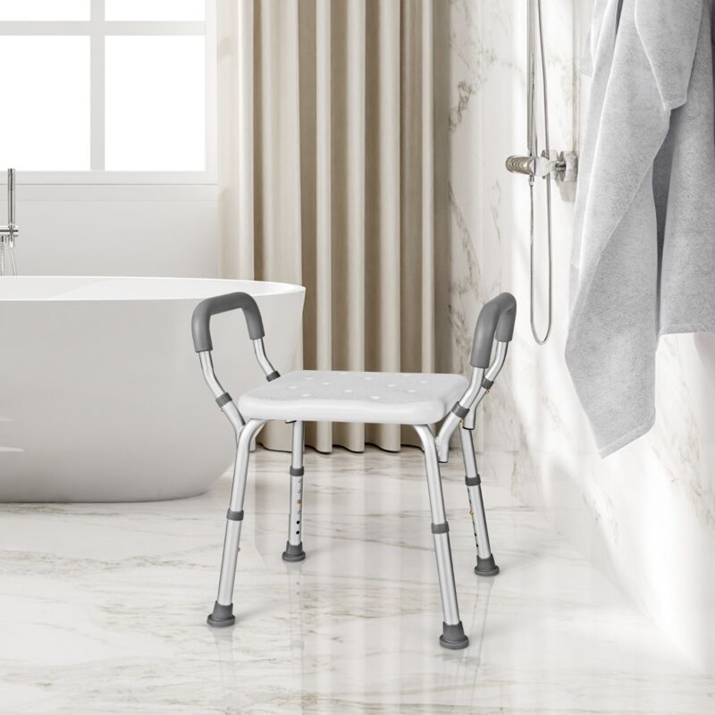 Maisonchic - Tabouret de Douche Siège de Douche Hauteur Réglable 36-49 cm Accoudoirs Ergonomique Amovibles Pieds en Caoutchouc Antidérapants design in